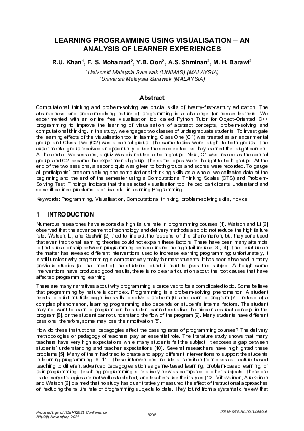 (PDF) Learning Programming Using Visualisation - an Analysis of Learner ...