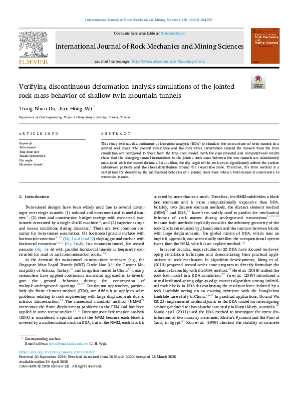 (PDF) Verifying discontinuous deformation analysis simulations of the ...