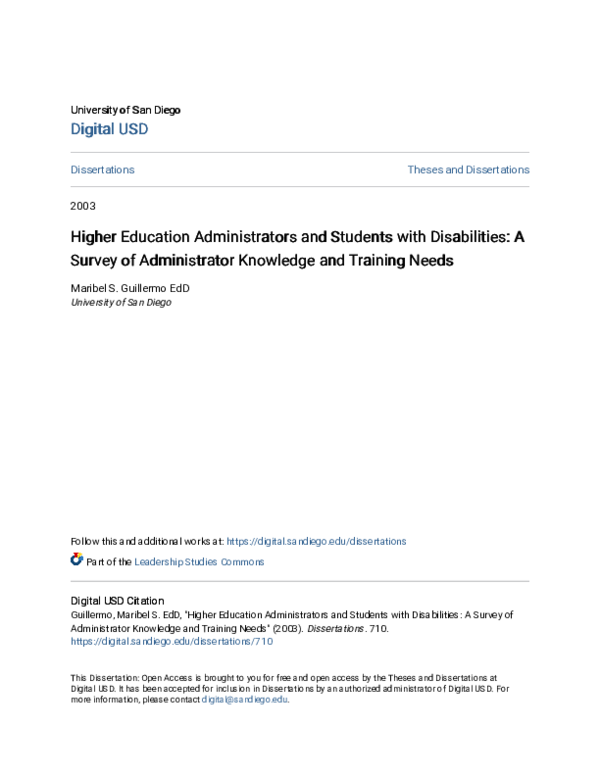 (PDF) Higher Education Administrators and Students with Disabilities: A ...