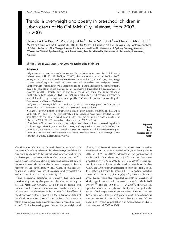 (PDF) Trends in overweight and obesity in pre-school children in urban ...