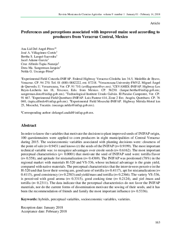 (PDF) Preferences and perceptions associated with improved maize seed ...
