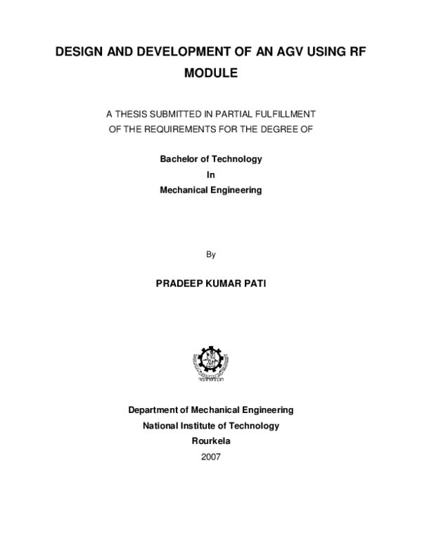 (PDF) Design and development of an AGV using RF module