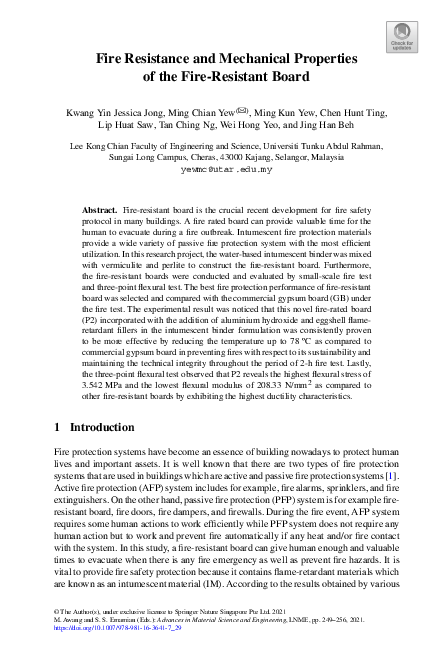 (PDF) Fire Resistance and Mechanical Properties of the Fire-Resistant Board