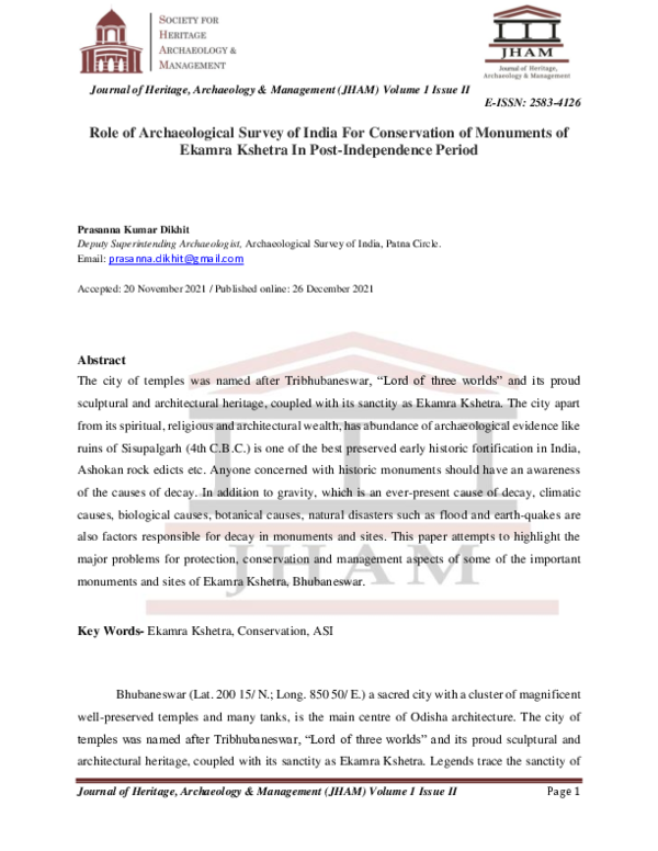 (PDF) Role of Archaeological Survey of India For Conservation of ...