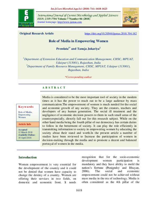 (PDF) Role of Media in Empowering Women