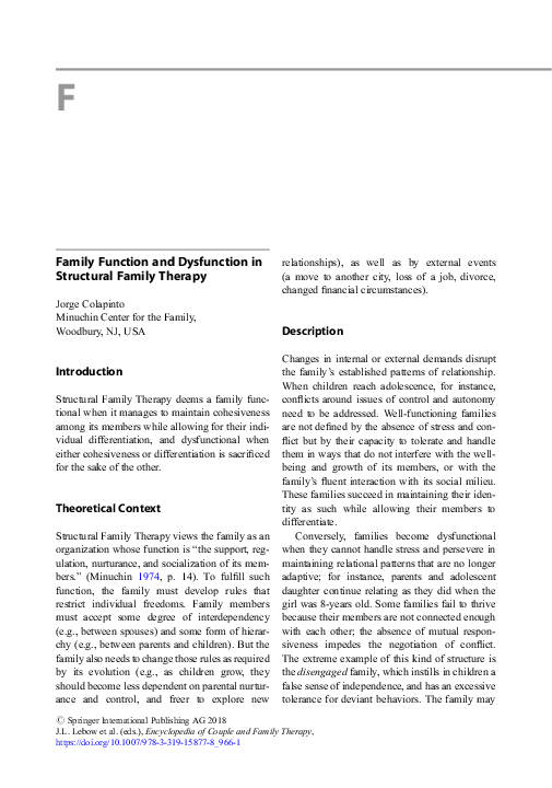 (PDF) Family Function and Dysfunction in Structural Family Therapy