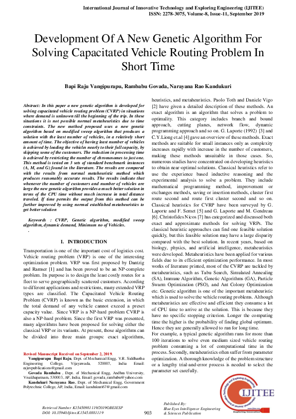 (PDF) Development Of A New Genetic Algorithm For Solving Capacitated ...