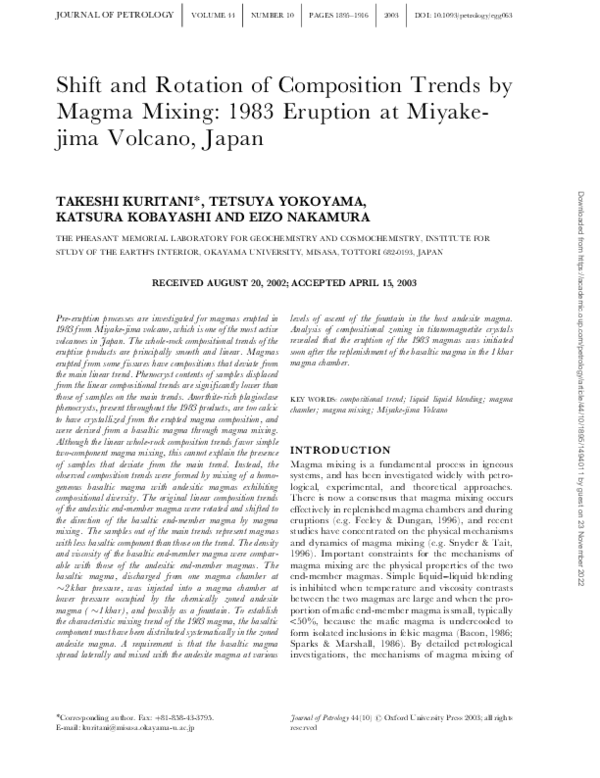 (PDF) Shift and Rotation of Composition Trends by Magma Mixing: 1983 ...
