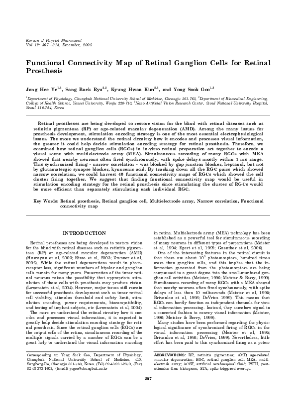 (PDF) Functional Connectivity Map of Retinal Ganglion Cells for Retinal ...