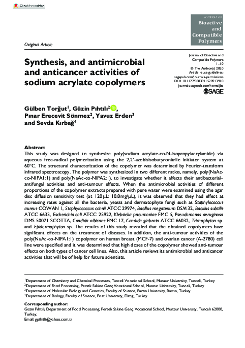 (PDF) Synthesis and antimicrobial and anticancer activity of new of ...