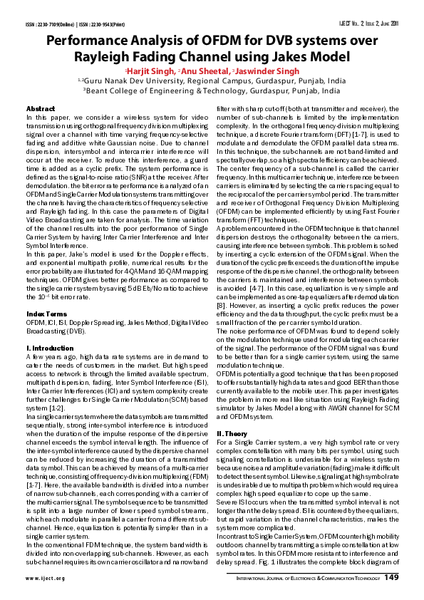 (PDF) Performance Analysis of OFDM for DVB systems over Rayleigh Fading ...