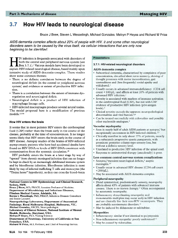 3.7 How HIV leads to neurological disease