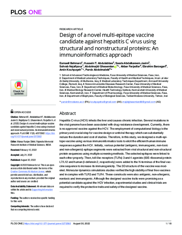 (PDF) Design of a novel multi-epitope vaccine candidate against ...