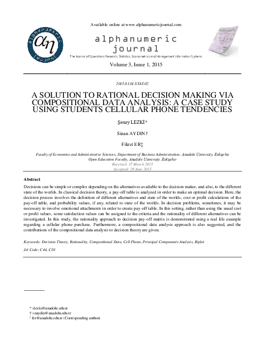 (PDF) A Solution To Rational Decision Making Via Compositional Data ...