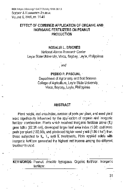 (PDF) Effect of Combined Application of Organic and Inorganic ...