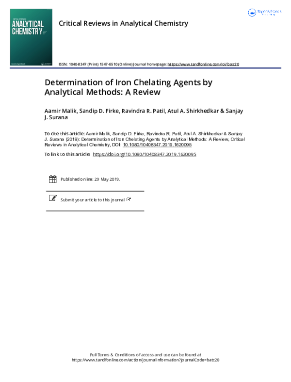 (PDF) Determination of Iron Chelating Agents by Analytical Methods: A ...