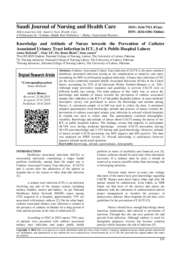 (PDF) Knowledge and Attitude of Nurses towards the Prevention of ...