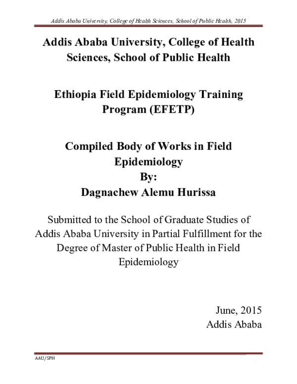 (PDF) Ethiopia Field Epidemiology Training Program (EFETP) Compiled ...