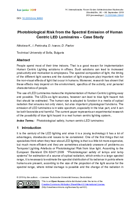 (PDF) LED Lighting and Photobiological Risks Analysis