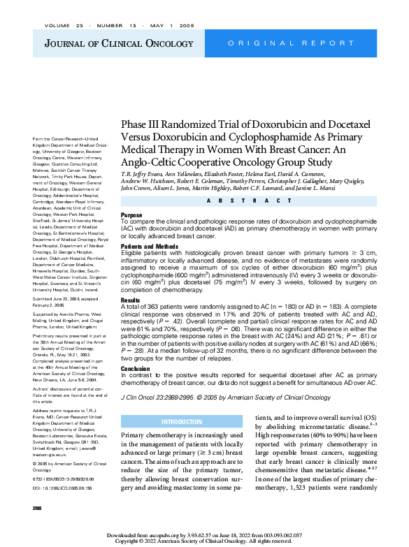 (PDF) Phase III Randomized Trial of Doxorubicin and Docetaxel Versus ...