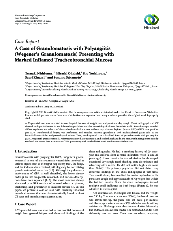 (PDF) A case of granulomatosis with polyangiitis (Wegener's ...