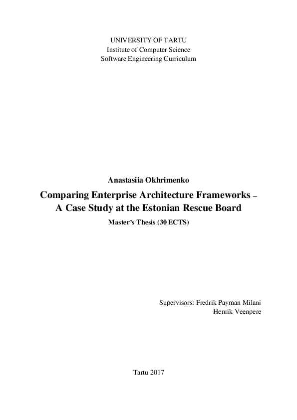 (PDF) Comparing Enterprise Architecture Frameworks – A Case Study at ...