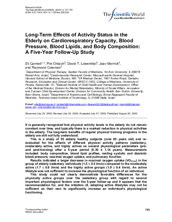 (PDF) Long-Term Effects of Activity Status in the Elderly on ...