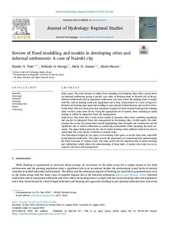 (PDF) Review of flood modelling and models in developing cities and ...