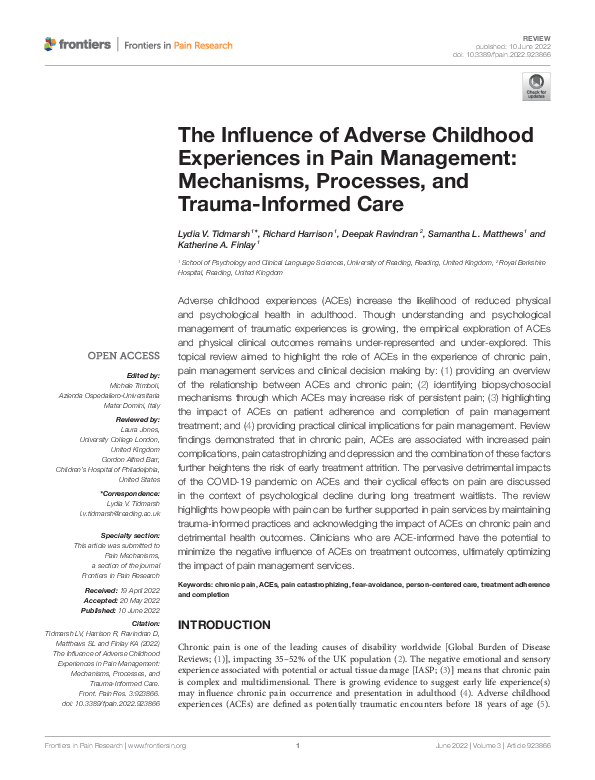 (PDF) The Influence of Adverse Childhood Experiences in Pain Management ...