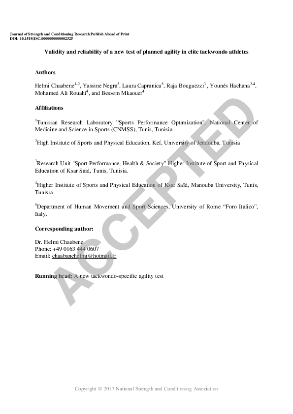 (PDF) Validity And Reliability Of A New Test Of Planned Agility In ...