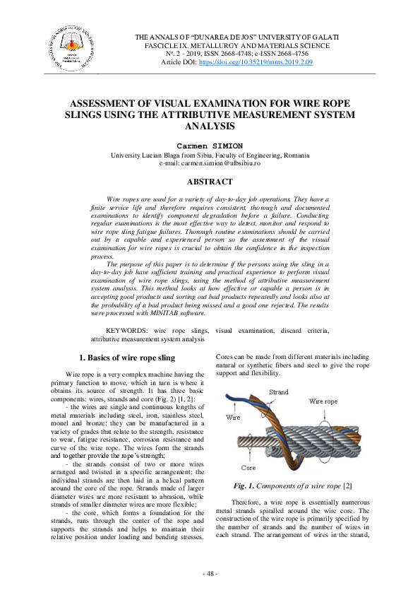 (PDF) Assessment of Visual Examination for Wire Rope Slings Using the ...