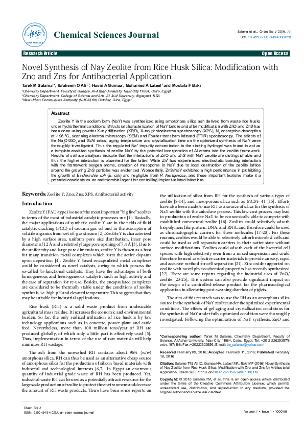 (PDF) Novel Synthesis of Nay Zeolite from Rice Husk Silica ...