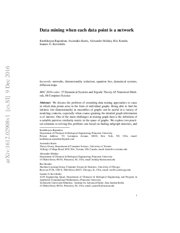 (PDF) Data Mining When Each Data Point is a Network