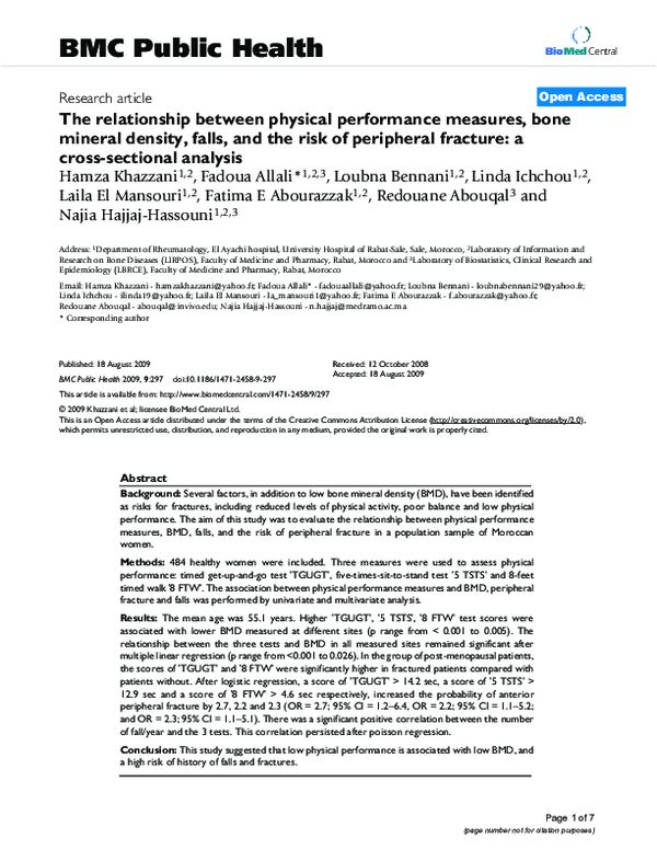 (PDF) The relationship between physical performance measures, bone ...