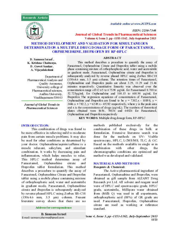 (PDF) Method Development and Validation for Simultaneous Determination ...