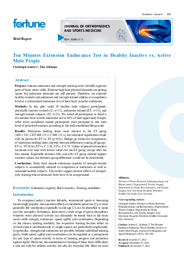 (PDF) Ten Minutes Extension Endurance Test in Healthy Inactive vs ...