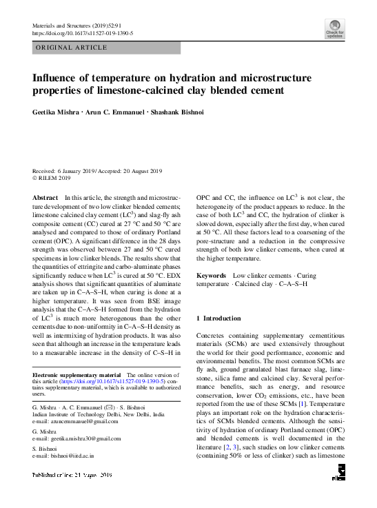 (PDF) Influence of temperature on hydration and microstructure ...