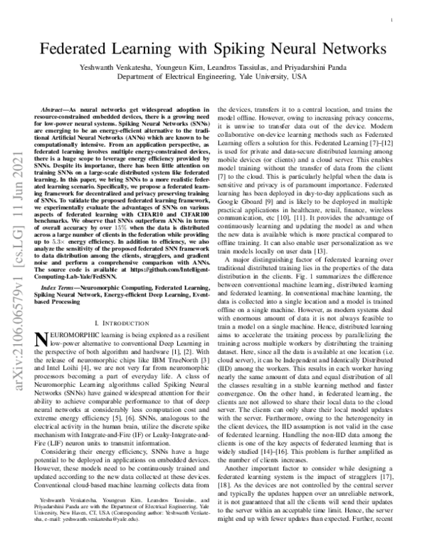 (PDF) Federated Learning With Spiking Neural Networks