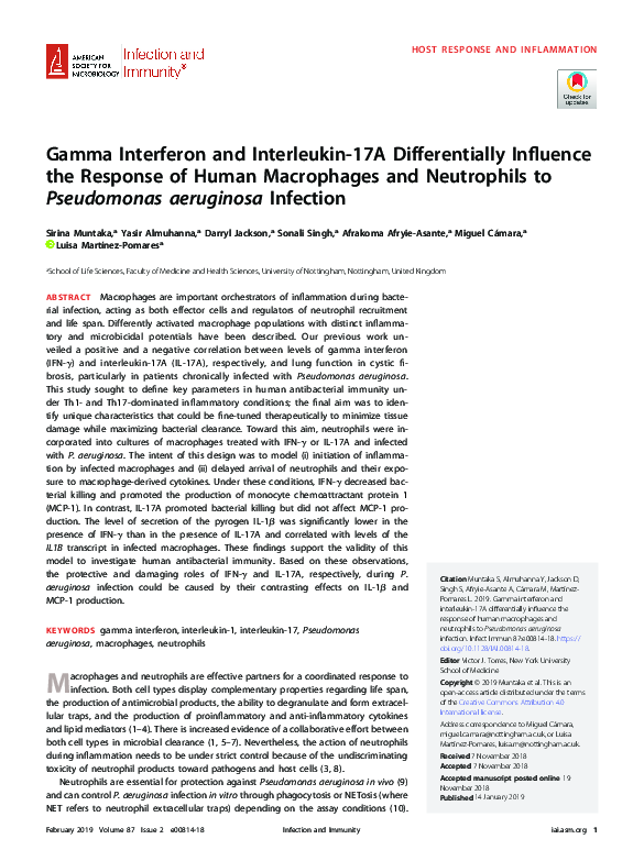 (PDF) Gamma Interferon and Interleukin-17A Differentially Influence the ...