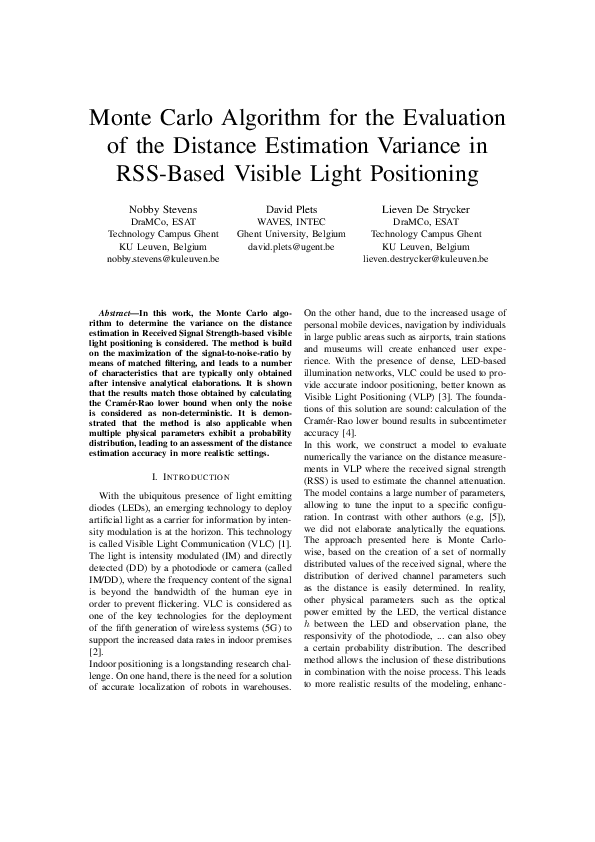 (PDF) Monte Carlo algorithm for the evaluation of the distance ...