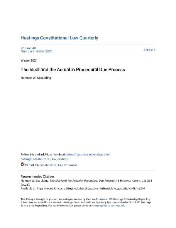 (PDF) 10 The Ideal and the Actual in Procedural Due Process