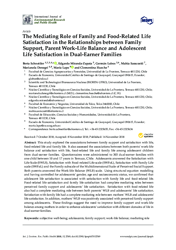 (PDF) The Mediating Role of Family and Food-Related Life Satisfaction ...