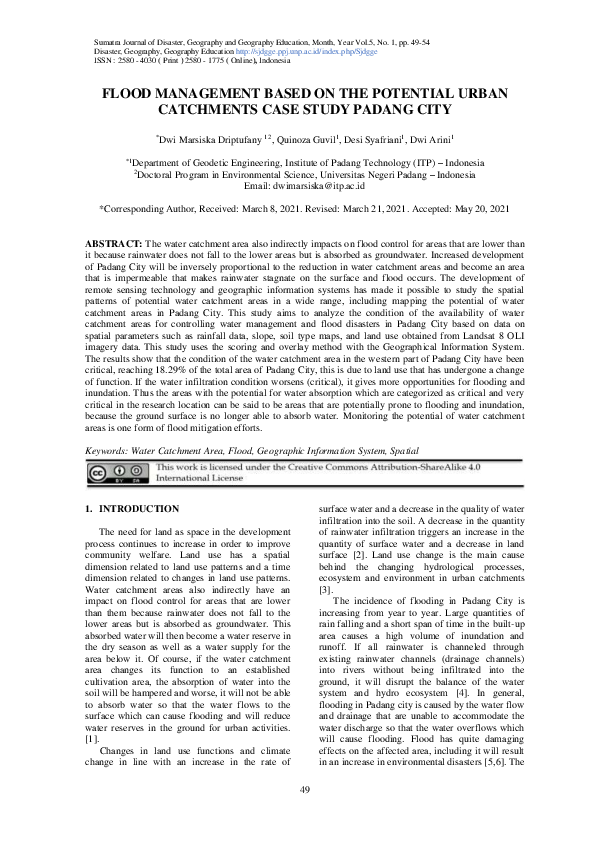 (PDF) Flood Management Based on The Potential Urban Catchments Case ...