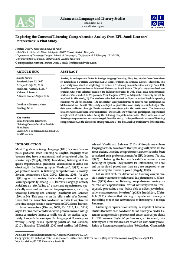 (PDF) Exploring the Causes of Listening Comprehension Anxiety from EFL ...