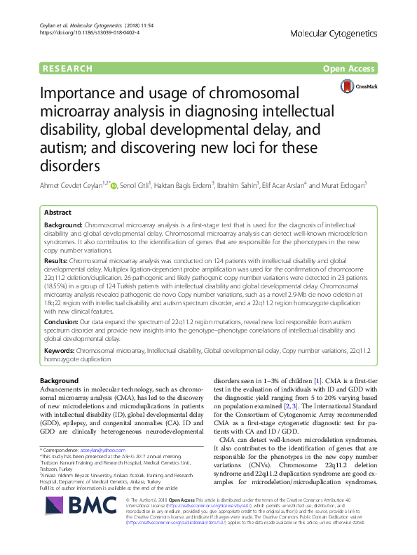 (PDF) Importance and usage of chromosomal microarray analysis in ...