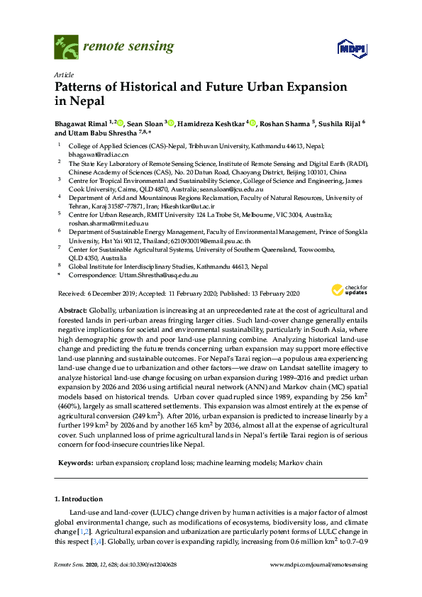(PDF) Patterns of Historical and Future Urban Expansion in Nepal