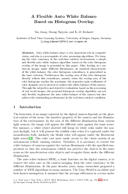 (PDF) A Flexible Auto White Balance Based on Histogram Overlap | duong ...