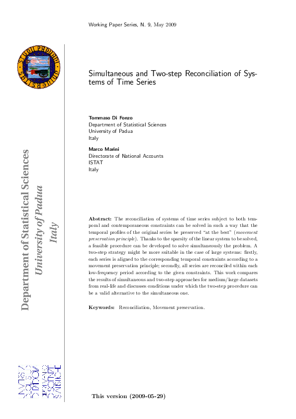 (PDF) Simultaneous and two-step reconciliation of systems of time ...