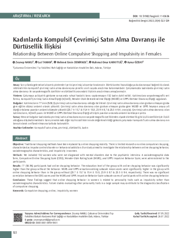 (PDF) Relationship between Online Compulsive Shopping Behavior and ...