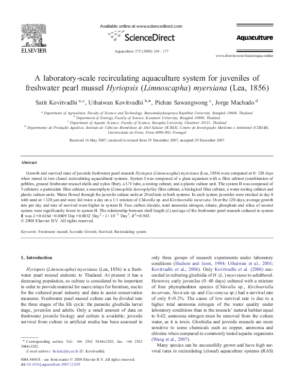 (PDF) A laboratory-scale recirculating aquaculture system for juveniles ...